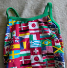 Sporti International Flags One Piece Swimsuit Girls Youth 26 Swim Suit Red Green