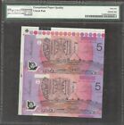 Australia 5 Dollars Uncut Sheet 2x1 P-51a 1995-96 Pmg 66 Epq Gem Unc