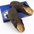 Birkenstock Boston Narrow wide Women Men Suede Clog Mocha Shoes Eu37-45 With Box