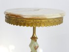 Antique Marble Pedestal Tripod Table With Brass Legs  Ornate Onyx Plant Stand