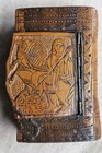 Antique Hand Carved Wood Book Shaped  Snuff Box 
