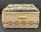 Vintage Azar Sewing Basket Tapestry Padded Top Pin Cushion  10 5 X 8 X 6 