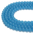 Jelly Blue Crystal Glass Smooth Round Beads Size 6mm 8mm 10mm 15 5  Strand