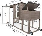 Petscosset Chicken Coop With Run  Large Hen House With Nesting Box   Tray  Gray