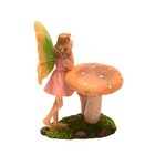 Miniature Mushroom Fairy Girl Figurine Outdoor Dollhouse Garden Accessory Decor