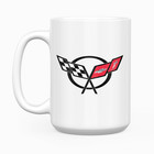 Chevrolet C5 Corvette Racing Flags Emblem Logo Large 15 Ounce 3 Sided Mug