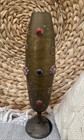 Antique Decorative Brass Bejeweled Vase Fantastic Multicolor Gems Accents 12   