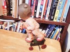 Nice 1930 s Celluloid Wind Up Girl Riding A Hobby Horse