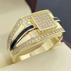 Mens Engagement Band Ring 14k Yellow Gold Finish Round Cut White Moissanite