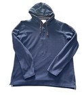 Weatherproof Vintage Navy Blue Fleece Henley Hoodie Long Sleeve Pullover