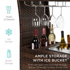 Wicker Serving Bar Cart W  Wheels  Glass Counter  Ice Bucket