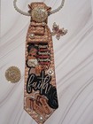 Men s Gold Purple Black Geometric Tie Embroidered Beaded  faith  Text