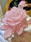1pc Natural Pink Rose Quartz Carved Crystal Flower Skull Reiki Healing Decor