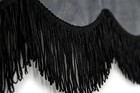Grey Plush Dutch Style Curtain With Black Fringes Front Window For Trucks