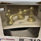 Vintage Solid Polished Brass Widespread Bathroom Sink Faucet Made In Usa Opened