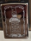 2005 Zippo Jack Daniels Old No  7 Lighter Etched Plus Flask With Brown Leather 