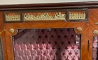Antique French Louis Xv Vitrine Cabinet Ormolu Mounts Pink Tufted Glass