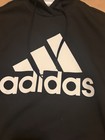 Adidas Womens Pullover Hoodie Black Polyester Knit Logo Drawstring Hood L