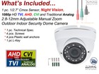 Hd Cctv 1080p 4in1 Tvi Cvi Ahd Night Vision Indoor Outdoor Security Dome Camera 