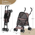 Leopard Print Pet Stroller For Cats dogs Up To 22lbs  4-wheel With Sun Shade