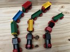 Brio   Unbranded Vintage Wooden Train Lot 12pc - Steam Engines Wagons School Bus