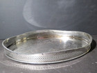 John Biggin   Co  Shef English Silver On Copper Footed Oval Pierced Gallery Tray