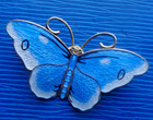 Norway Enamel Butterfly Brooch Large Vintage Sterling Silver Hroar Prydz Norway
