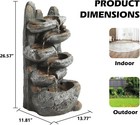 6-tier Ipx5 Waterfall Outdoor Fountain Courtyard Garden Decor With Led Lights