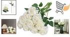 Artificial Silk Rose Flower Bouquet 10pcs White Fake Roses For Wedding Party