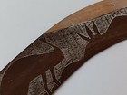 Aboriginal Wooden Boomerang Hand Carved Emu Designs 17 1 2  Vintage