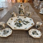 Vintage Miniature Porcelain Tea Set Pine  Bird China