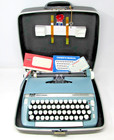 Vintage Smith Corona Portable Typewriter Case Super Sterling Blue Gray 1960s 6ss