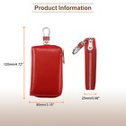 2pcs Genuine Leather Key Holder Bag W 6 Metal Hooks Keyring   4 Card Slot Red