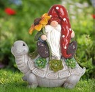 Garden Turtle And Gnome Statue Decorationsolar Figurine With Lightlawn Ornament 