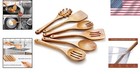 Wood Kitchen Utensils Set  6 Pcs Natural Acacia Wooden Spoons For Cooking For
