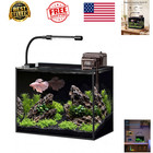 Fish Tank 2 5 Gallon Rimless Nano Aquarium Starter Kit Black Anti-overflow Led
