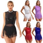 Womens Dancewear Dancing Skirt Contemporary Costume Sequins Leotard Competition