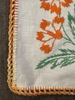 Vintage Small Embroidered Handmade    table Runner Linen Flower