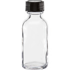 30ml Fatty Clear Glass Boston Round Bottle With Black Lid With Cone Inside