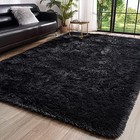  Fluffy Area Rug For Bedroom Living Room  4 X 6 Feet Black Shaggy Rug Super 