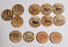 Lot Of 13 Vintage Wooden Nickels Collection
