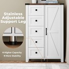 48 Inch Tall White Wood Dresser 5 Drawer Barn Door Adjustable Shelves