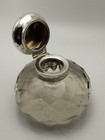 Antique Victorian C 1890 Sterling Silver Lid   Rim Inkwell Cut Glass