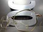 Men Or Women Vintage Retro Style Clear Lens Eye Glasses Hexagon Gold Metal Frame