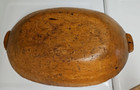 Large Antique Primitive Hand Carved Wood Dough Bread Bowl With Handles