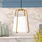 Hudson And Canal 11  Wide Pendant With Fabric Shade Brass white  Ul Listed
