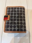 Kate Spade Planner Cover Agenda Polka Dot Brown Trim Red White Stripe Logo Plate