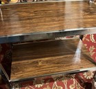 Vintage Danish Modern 2-tier Rolling Bar Serving Cart Chrome Walnut Mcm