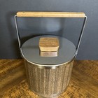 Vtg Kromex Ice Bucket     Woodgrain   Chrome Mid Century Modern Barware 9 5   