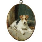 Qzqe Vintage Wire Fox Terrier Dog Oval Wall Art Decor Framed  Wire Colour 21